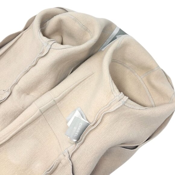 CHANEL Sport Vintage CC Mark Logo Open Front Jacket Belt Beige Black [106213] - Picture 10 of 13